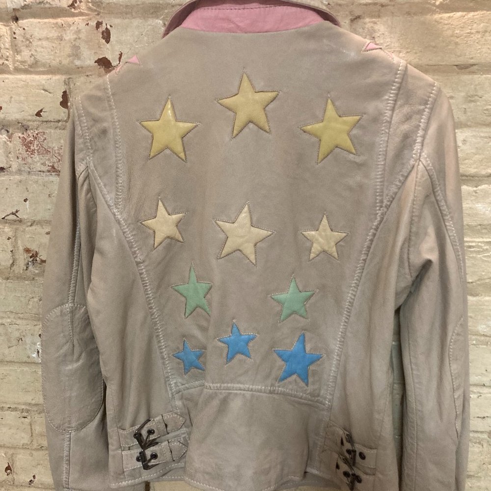 Mauritius Christy RF Rainbow Leather Jacket Womens Large, New